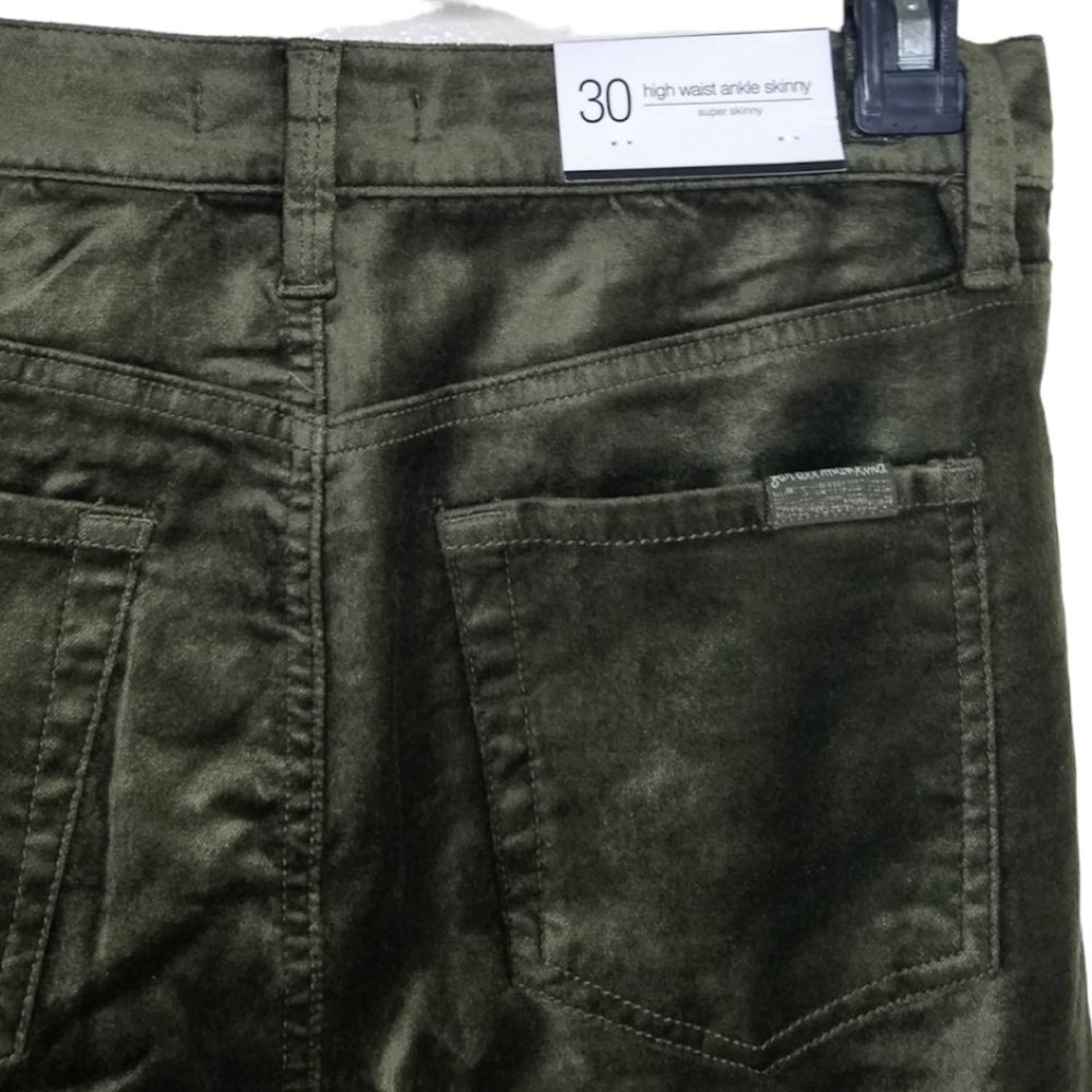 7 For All Mankind High Waist Velvet Ankle Skinny With Exposed Button Fly Pants - Picture 11 of 12